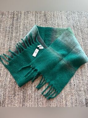 LOFT Teal to Gray Ombre Fringe Scarf